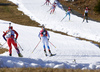 Kaisa Makarainen of Finland skiing during the Women pursuit race of IBU Biathlon World Cup in Hochfilzen, Austria. Women pursuit race of IBU Biathlon World cup was held on Saturday, 12th of December 2015 in Hochfilzen, Austria.
