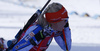 Kaisa Makarainen of Finland in finish of the Women pursuit race of IBU Biathlon World Cup in Hochfilzen, Austria. Women pursuit race of IBU Biathlon World cup was held on Saturday, 12th of December 2015 in Hochfilzen, Austria.

