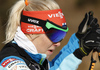 Mari Laukkanen of Finland skiing during the Women pursuit race of IBU Biathlon World Cup in Hochfilzen, Austria. Women pursuit race of IBU Biathlon World cup was held on Saturday, 12th of December 2015 in Hochfilzen, Austria.

