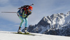 Olena Pidhrushna of Ukraine skiing during the Women pursuit race of IBU Biathlon World Cup in Hochfilzen, Austria. Women pursuit race of IBU Biathlon World cup was held on Saturday, 12th of December 2015 in Hochfilzen, Austria.
