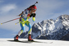 Teja Gregorin of Slovenia skiing during the Women pursuit race of IBU Biathlon World Cup in Hochfilzen, Austria. Women pursuit race of IBU Biathlon World cup was held on Saturday, 12th of December 2015 in Hochfilzen, Austria.
