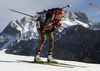 Franziska Preuss of Germany skiing during the Women pursuit race of IBU Biathlon World Cup in Hochfilzen, Austria. Women pursuit race of IBU Biathlon World cup was held on Saturday, 12th of December 2015 in Hochfilzen, Austria.
