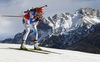 Kaisa Makarainen of Finland skiing during the Women pursuit race of IBU Biathlon World Cup in Hochfilzen, Austria. Women pursuit race of IBU Biathlon World cup was held on Saturday, 12th of December 2015 in Hochfilzen, Austria.
