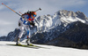 Mari Laukkanen of Finland skiing during the Women pursuit race of IBU Biathlon World Cup in Hochfilzen, Austria. Women pursuit race of IBU Biathlon World cup was held on Saturday, 12th of December 2015 in Hochfilzen, Austria.
