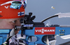 Kaisa Makarainen of Finland shooting during the Women pursuit race of IBU Biathlon World Cup in Hochfilzen, Austria. Women pursuit race of IBU Biathlon World cup was held on Saturday, 12th of December 2015 in Hochfilzen, Austria.

