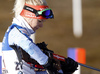 Mari Laukkanen of Finland during zeroing before the start of the Women relay race of IBU Biathlon World Cup in Hochfilzen, Austria. Women relay race of IBU Biathlon World cup was held on Sunday, 13th of December 2015 in Hochfilzen, Austria.
