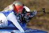  during zeroing before the start of the Women relay race of IBU Biathlon World Cup in Hochfilzen, Austria. Women relay race of IBU Biathlon World cup was held on Sunday, 13th of December 2015 in Hochfilzen, Austria.
