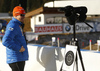 Finnish coach Marko Laaksonen during zeroing before the start of the Women relay race of IBU Biathlon World Cup in Hochfilzen, Austria. Women relay race of IBU Biathlon World cup was held on Sunday, 13th of December 2015 in Hochfilzen, Austria.
