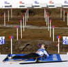 Mari Laukkanen of Finland during zeroing before the start of the Women relay race of IBU Biathlon World Cup in Hochfilzen, Austria. Women relay race of IBU Biathlon World cup was held on Sunday, 13th of December 2015 in Hochfilzen, Austria.
