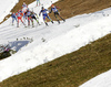 Franziska Hildebrand of Germany leading skiers in the Women relay race of IBU Biathlon World Cup in Hochfilzen, Austria. Women relay race of IBU Biathlon World cup was held on Sunday, 13th of December 2015 in Hochfilzen, Austria.
