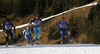 Yuliia Dzhima of Ukraine skiing in the Women relay race of IBU Biathlon World Cup in Hochfilzen, Austria. Women relay race of IBU Biathlon World cup was held on Sunday, 13th of December 2015 in Hochfilzen, Austria.
