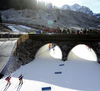 Franziska Hildebrand of Germany (R) and Marte Olsbu of Norway (L) skiing in the Women relay race of IBU Biathlon World Cup in Hochfilzen, Austria. Women relay race of IBU Biathlon World cup was held on Sunday, 13th of December 2015 in Hochfilzen, Austria.
