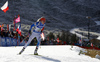 Kaisa Makarainen of Finland skiing in the Women relay race of IBU Biathlon World Cup in Hochfilzen, Austria. Women relay race of IBU Biathlon World cup was held on Sunday, 13th of December 2015 in Hochfilzen, Austria.
