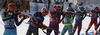 Olga Abramova of Ukraine (front) and Maren Hammerschmidt of Germany (2nd from L) shooting in the Women relay race of IBU Biathlon World Cup in Hochfilzen, Austria. Women relay race of IBU Biathlon World cup was held on Sunday, 13th of December 2015 in Hochfilzen, Austria.

