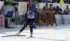 Lena Haecki of Switzerland leaving shooting range in the Women relay race of IBU Biathlon World Cup in Hochfilzen, Austria. Women relay race of IBU Biathlon World cup was held on Sunday, 13th of December 2015 in Hochfilzen, Austria.

