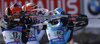 Kaisa Makarainen of Finland (back) and Selina Gasparin of Switzerland (front) shooting in the Women relay race of IBU Biathlon World Cup in Hochfilzen, Austria. Women relay race of IBU Biathlon World cup was held on Sunday, 13th of December 2015 in Hochfilzen, Austria.
