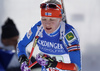 Kaisa Makarainen of Finland leaving shooting range in the Women relay race of IBU Biathlon World Cup in Hochfilzen, Austria. Women relay race of IBU Biathlon World cup was held on Sunday, 13th of December 2015 in Hochfilzen, Austria.
