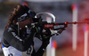 Lena Haecki of Switzerland shooting in the Women relay race of IBU Biathlon World Cup in Hochfilzen, Austria. Women relay race of IBU Biathlon World cup was held on Sunday, 13th of December 2015 in Hochfilzen, Austria.
