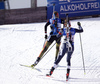 Franziska Preuss of Germany leading in front of the Karin Oberhofer of Italy when leaving shooting range in the Women relay race of IBU Biathlon World Cup in Hochfilzen, Austria. Women relay race of IBU Biathlon World cup was held on Sunday, 13th of December 2015 in Hochfilzen, Austria.
