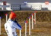 Matti Hakala of Finland during zeroing before start of the Men relay race of IBU Biathlon World Cup in Hochfilzen, Austria. Men relay race of IBU Biathlon World cup was held on Sunday, 13th of December 2015 in Hochfilzen, Austria.
