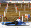 Olli Hiidensalo of Finland during zeroing before start of the Men relay race of IBU Biathlon World Cup in Hochfilzen, Austria. Men relay race of IBU Biathlon World cup was held on Sunday, 13th of December 2015 in Hochfilzen, Austria.
