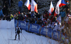 Benjamin Weger of Switzerland skiing in the Men relay race of IBU Biathlon World Cup in Hochfilzen, Austria. Men relay race of IBU Biathlon World cup was held on Sunday, 13th of December 2015 in Hochfilzen, Austria.
