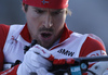 Emil Hegle Svendsen of Norway getting ready for shooting in the Men relay race of IBU Biathlon World Cup in Hochfilzen, Austria. Men relay race of IBU Biathlon World cup was held on Sunday, 13th of December 2015 in Hochfilzen, Austria.
