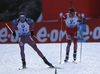 Anton Shipulin of Russia (L) outsprints Emil Hegle Svendsen of Norway (R) in the Men relay race of IBU Biathlon World Cup in Hochfilzen, Austria. Men relay race of IBU Biathlon World cup was held on Sunday, 13th of December 2015 in Hochfilzen, Austria.
