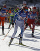 Mari Laukkanen of Finland skiing during the Women relay race of IBU Biathlon World Cup in Hochfilzen, Austria. Women relay race of IBU Biathlon World cup was held on Sunday, 13th of December 2015 in Hochfilzen, Austria.
