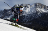 Karin Oberhofer of Italy skiing during the Women relay race of IBU Biathlon World Cup in Hochfilzen, Austria. Women relay race of IBU Biathlon World cup was held on Sunday, 13th of December 2015 in Hochfilzen, Austria.
