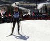 Franziska Preuss of Germany skiing during the Women relay race of IBU Biathlon World Cup in Hochfilzen, Austria. Women relay race of IBU Biathlon World cup was held on Sunday, 13th of December 2015 in Hochfilzen, Austria.
