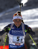 Dorothea Wierer of Italy skiing during the Women relay race of IBU Biathlon World Cup in Hochfilzen, Austria. Women relay race of IBU Biathlon World cup was held on Sunday, 13th of December 2015 in Hochfilzen, Austria.
