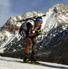 Andreas Birnbacher of Germany skiing during the Men relay race of IBU Biathlon World Cup in Hochfilzen, Austria. Men relay race of IBU Biathlon World cup was held on Sunday, 13th of December 2015 in Hochfilzen, Austria.
