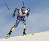 Quentin Fillon Maillet of France skiing during the Men relay race of IBU Biathlon World Cup in Hochfilzen, Austria. Men relay race of IBU Biathlon World cup was held on Sunday, 13th of December 2015 in Hochfilzen, Austria.

