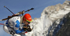 Olli Hiidensalo of Finland skiing during the Men relay race of IBU Biathlon World Cup in Hochfilzen, Austria. Men relay race of IBU Biathlon World cup was held on Sunday, 13th of December 2015 in Hochfilzen, Austria.
