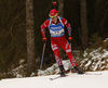 Second placed Ole Einar Bjoerndalen of Norway skiing during the Men sprint race of IBU Biathlon World Cup in Pokljuka, Slovenia. Men sprint race of IBU Biathlon World cup was held on Thursday, 17th of December 2015 in Pokljuka, Slovenia.
