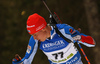 Mikko Loukkaanhuhta of Finland skiing during the Men sprint race of IBU Biathlon World Cup in Pokljuka, Slovenia. Men sprint race of IBU Biathlon World cup was held on Thursday, 17th of December 2015 in Pokljuka, Slovenia.
