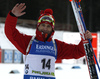 Ole Einar Bjoerndalen of Norway celebrate his medal won in the Men sprint race of IBU Biathlon World Cup in Pokljuka, Slovenia. Men sprint race of IBU Biathlon World cup was held on Thursday, 17th of December 2015 in Pokljuka, Slovenia.
