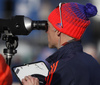 Coach of USA biathlon team Jonne Kahkonen during zeroing before the start of the Men sprint race of IBU Biathlon World Cup in Pokljuka, Slovenia. Men sprint race of IBU Biathlon World cup was held on Thursday, 17th of December 2015 in Pokljuka, Slovenia.
