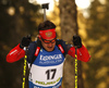 Evgeniy Garanichev of Russia skiing during the Men sprint race of IBU Biathlon World Cup in Pokljuka, Slovenia. Men sprint race of IBU Biathlon World cup was held on Thursday, 17th of December 2015 in Pokljuka, Slovenia.
