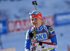 Kaisa Makarainen of Finland during zeroing before start of the Women sprint race of IBU Biathlon World Cup in Pokljuka, Slovenia. Women sprint race of IBU Biathlon World cup was held on Friday, 18th of December 2015 in Pokljuka, Slovenia.
