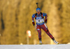 Ekaterina Yurlova of Russia skiing in the Women sprint race of IBU Biathlon World Cup in Pokljuka, Slovenia. Women sprint race of IBU Biathlon World cup was held on Friday, 18th of December 2015 in Pokljuka, Slovenia.
