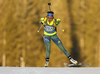 Elisabeth Hoegberg of Sweden skiing in the Women sprint race of IBU Biathlon World Cup in Pokljuka, Slovenia. Women sprint race of IBU Biathlon World cup was held on Friday, 18th of December 2015 in Pokljuka, Slovenia.
