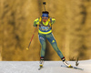 Elisabeth Hoegberg of Sweden skiing in the Women sprint race of IBU Biathlon World Cup in Pokljuka, Slovenia. Women sprint race of IBU Biathlon World cup was held on Friday, 18th of December 2015 in Pokljuka, Slovenia.
