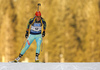 Yuliia Dzhima of Ukraine skiing in the Women sprint race of IBU Biathlon World Cup in Pokljuka, Slovenia. Women sprint race of IBU Biathlon World cup was held on Friday, 18th of December 2015 in Pokljuka, Slovenia.
