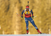 Fifth placed Gabriela Soukalova of Czech skiing in the Women sprint race of IBU Biathlon World Cup in Pokljuka, Slovenia. Women sprint race of IBU Biathlon World cup was held on Friday, 18th of December 2015 in Pokljuka, Slovenia.
