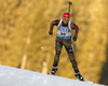 Third placed Franziska Hildebrand of Germany skiing in the Women sprint race of IBU Biathlon World Cup in Pokljuka, Slovenia. Women sprint race of IBU Biathlon World cup was held on Friday, 18th of December 2015 in Pokljuka, Slovenia.
