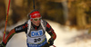 Third placed Franziska Hildebrand of Germany skiing in the Women sprint race of IBU Biathlon World Cup in Pokljuka, Slovenia. Women sprint race of IBU Biathlon World cup was held on Friday, 18th of December 2015 in Pokljuka, Slovenia.

