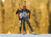 Maren Hammerschmidt of Germany skiing in the Women sprint race of IBU Biathlon World Cup in Pokljuka, Slovenia. Women sprint race of IBU Biathlon World cup was held on Friday, 18th of December 2015 in Pokljuka, Slovenia.
