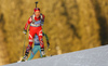 Hilde Fenne of Norway skiing in the Women sprint race of IBU Biathlon World Cup in Pokljuka, Slovenia. Women sprint race of IBU Biathlon World cup was held on Friday, 18th of December 2015 in Pokljuka, Slovenia.
